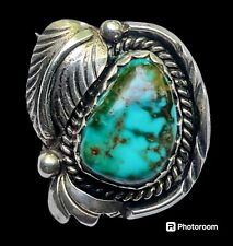 Vintage Signed PLATEROINE NAVAJO Sterling Turquoise Feather Pendant/Brooch picture