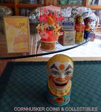 VINTAGE 1950's J CHEIN SCARY TIN CLOWN BANK IN VERY GOOD CONDITION ~ VIDEO picture