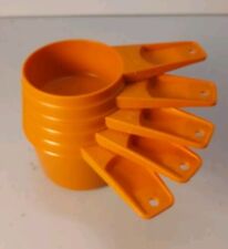 Vintage Tupperware Stacking Measuring Cups Harvest Orange Set Of 5 MCM picture