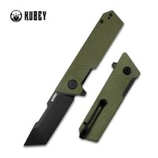 Kubey Avenger Folding Knife Green G10 Handle D2 Tanto Point Plain Black 104F picture