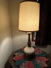 Vintage Antique Stiffel Brass And White Porcelain Table Lamp With Original Shade picture