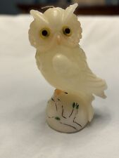 Vintage White/Cream Wax Owl Candle Large Carved White Unburned 9” picture