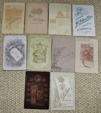 LOT OF 10 ANTIQUE CABINET PHOTOS WITH NICE INTERESTING PHOTOGRAPHER'S BACKSTAMPS picture
