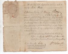 Rare 1793 Marriage License from  Baltimore County Maryland with Seal picture