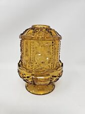 Vintage Indiana Amber Glass Stars & Bars Fairy Lamp Candle Holder picture