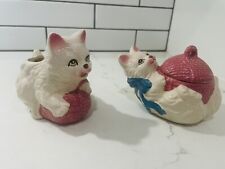 Adorable Vintage Loomco 1993 Figural Cat with Yarn Creamer and Sugar Set picture
