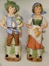Antique German Bisque Porcelain Girl And Boy Figures picture