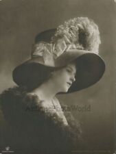 Beautiful woman in amazing large hat antique fashion photo Germany picture