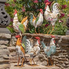 Set of 6 Assorted Iron Rooster Figurines picture