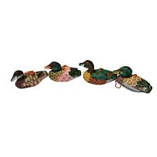 Mini Vintage Hand Carved Hand Painted Duck Ornaments Fine Detail 4 Pc Set picture