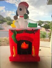 Gemmy Airblown Inflatable Lowe’s 7ft Peanuts Christmas Snoopy Fireplace 2016 picture