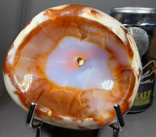 CARNELIAN BOWL- 1 CAVE ON SIDE OF BOWL - 1 TINY HOLE IN BOWL AREA LOVELY PATTERN picture