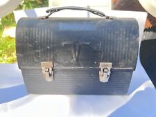 Vintage 1940's Thermos  Black Metal Industrial Dome Top Lunchbox Toolbox picture
