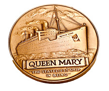 CUNARD WHITE STAR LINE RMS QUEEN MARY Medal / Coin Bronze Souvenir 2 1/4