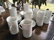 8 PC SET WHITE IRISH COFFEE LATTICE WEAVE CUPS AND SAUCERS-NEW picture