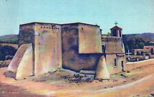 Old Church Los Ranchos De Taos Linen Posted in 1950 Postcard picture