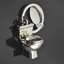 Cute Exquisite Fashion 3D Chrome Toilet Keychain Simulation Mini Keyring 3d Gift picture