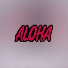 Aloha Patch — Iron On Badge Embroidered Motif — Pink Word Fun Cute Retro picture