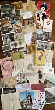 Huge 50+ Pc Vintage Ephemera Lot Postcards Letters Advertising Holiday Clippings picture