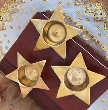 Three Brass Star Shaped Candle Votives picture
