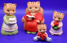 Homco  Vintage 5103 Christmas Cats Set Of 4 Porcelain Family 80s picture