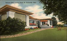 St Clairsville Ohio Belmont Hills Country Club grounds unused linen postcard picture