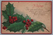 1926 Antique Christmas Card Postcard Mistletoe Burlington North Carolina picture