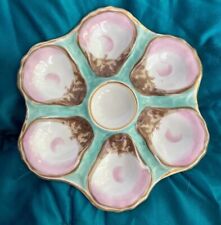 5 RARE Antique Porcelain French Oyster Plate Excellent Condition picture
