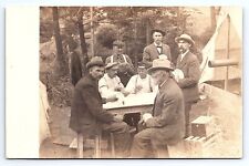 Postcard RPPC Group of Men at Camp Playing a Card Game Poker, etc... picture
