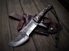 LOM CUSTOM HANDMADE CARBON STEEL DESERT IRON WOOD OUTDOOR TACTICAL TRACKER KNIFE picture