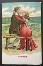 Antique Postcard 1909 Cow Water Kissing Couple Seaside Divided Unposted #101 picture