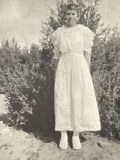 CA) Photograph Pretty Woman Lady White Dress Fashion Style 1918 picture