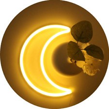 LED Warm White Moon Neon Light, Cute Neon Moon Sign,Christmas Room Decor Battery picture