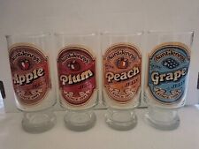 VTG 1980's Drinking Glasses Aunt Jenny's Jelly Apple Peach Plum Grape 6.5