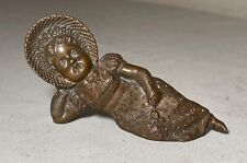 antique miniature laying little girl Austrian bronze statue figure sculpture picture