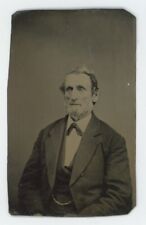 c1860'S 1/6 Plate TINTYPE Stoic Older Man With Beard Who Looks Shell Shocked picture