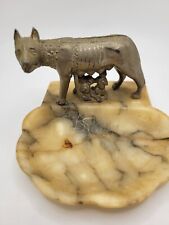 Vintage Italian Onyx Marble Legendary Art Rome Capitoline Wolf Romulus Remus picture