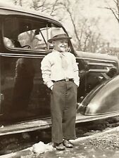 VC Photograph Boy Old Car 1937 Smiling picture