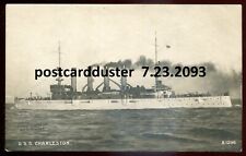 USS CHARLESTON 1906 US Navy Cruiser. Real Photo Postcard by Muller picture