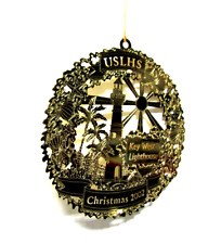 Key West Lighthouse Gold Finish Brass Vintage Christmas Holiday Ornament picture
