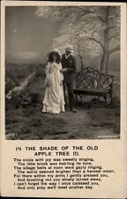 RPPC Romantic couple Shade of Old Apple Tree poem ~ Bamforth real photo postcard picture
