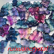 5pcs Natural Fluorite Quartz Carved  Butterfly skull Crystal healing picture