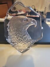 Clear Glass Etched Eagle Paperweight Lead Crystal 6