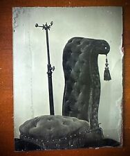 Unusual 1/6 Tintype Photographer Stand & Chair Antique Abstract Rare Photo 1800s picture