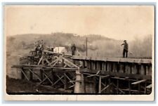 c1910's Bridge Construction Workers Tent Shovel RPPC Unposted Photo Postcard picture