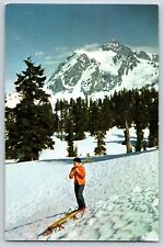 Mt. Shuksan Washington State Child on Sled Postcard Chrome Unposted #2069 picture