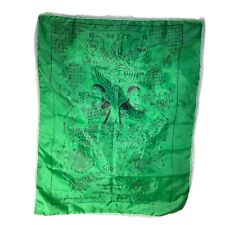 Twin NANG KWAG yantra talisman cloth green large Thai lucky merchant amulet picture