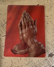 Vintage Distressed Jesus Hand Prayer Red Postcard 5X6.5 3D Collector Series picture