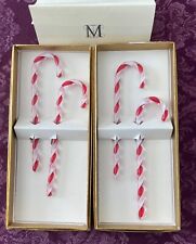 Vintage Metropolitan Museum of Art Glass Candy Cane Christmas Ornament Red White picture