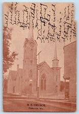 Platteville Wisconsin WI Postcard ME Church Building Exterior View 1906 Antique picture